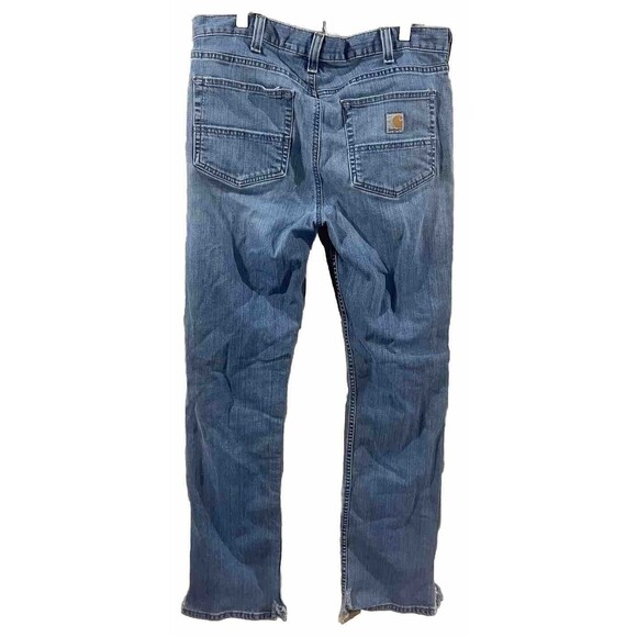 Carhartt Men's Sz 33 X 34 Blue Denim Cotton Jeans Casual Work Jeans. 5 Pockets - Picture 2 of 5